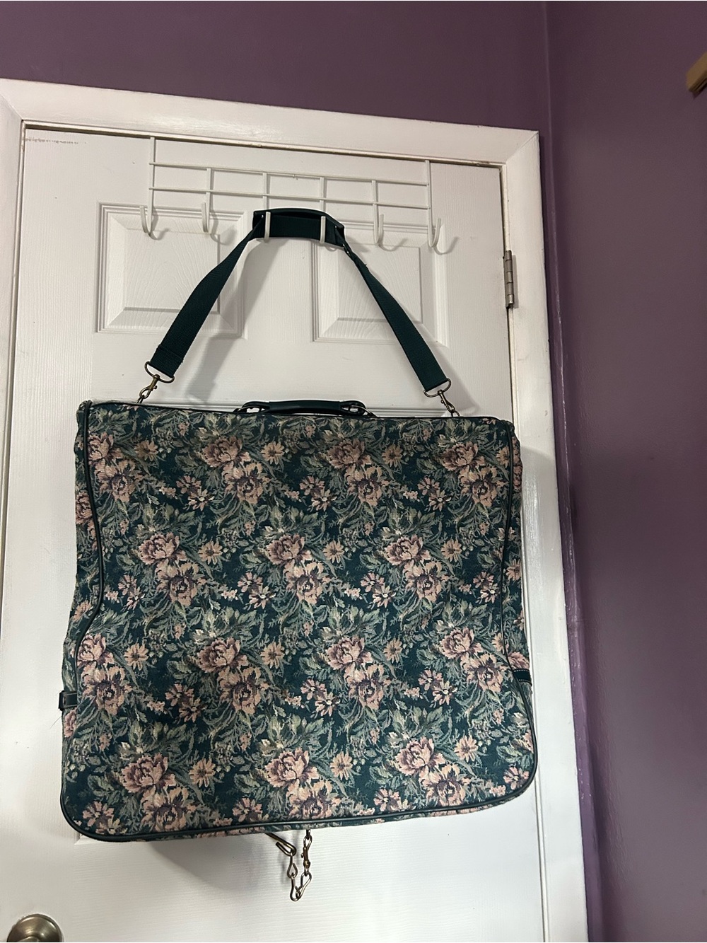 Vintage 1980s Floral Garment Bag By American Flyer nwt travel tapestry - Picture 5 of 12